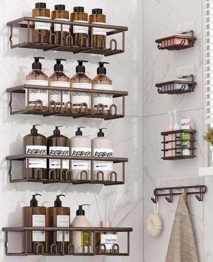 8 Pack Adhesive Bathroom Holders & Dispensers for Kids & Adults, Black