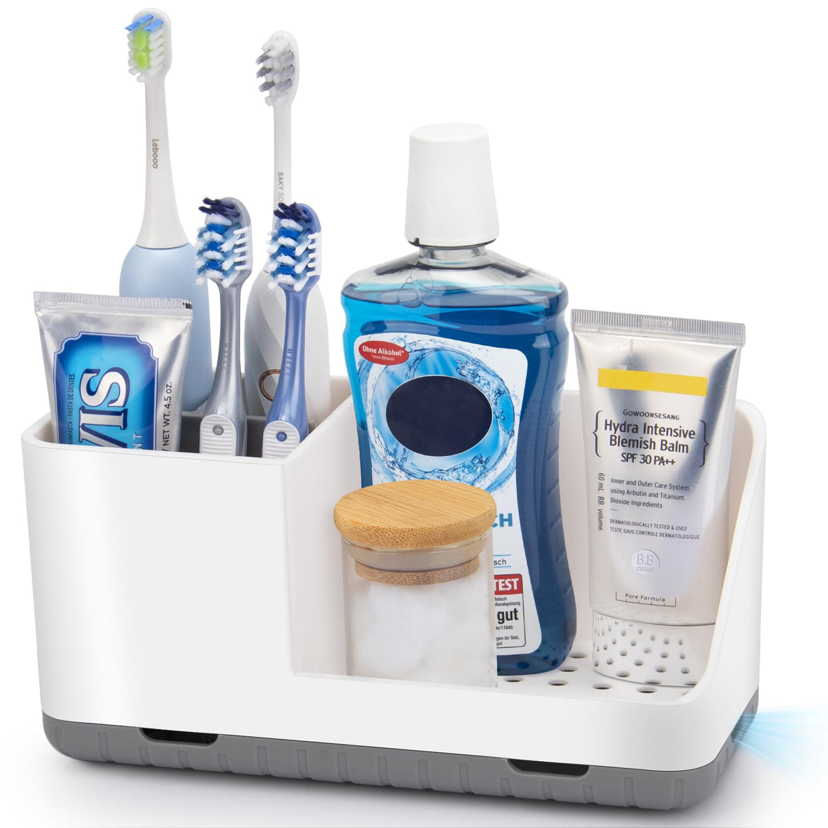 Toothbrush Holders for Bathroom Counter Organizer and Storage (White)
