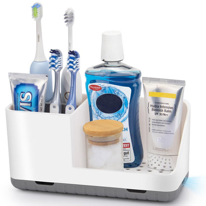 Toothbrush Holders for Bathroom Counter Organizer and Storage (White)