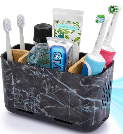 GFWARE White Toothbrush Holder, 5 Slots Bathroom Storage Organizer