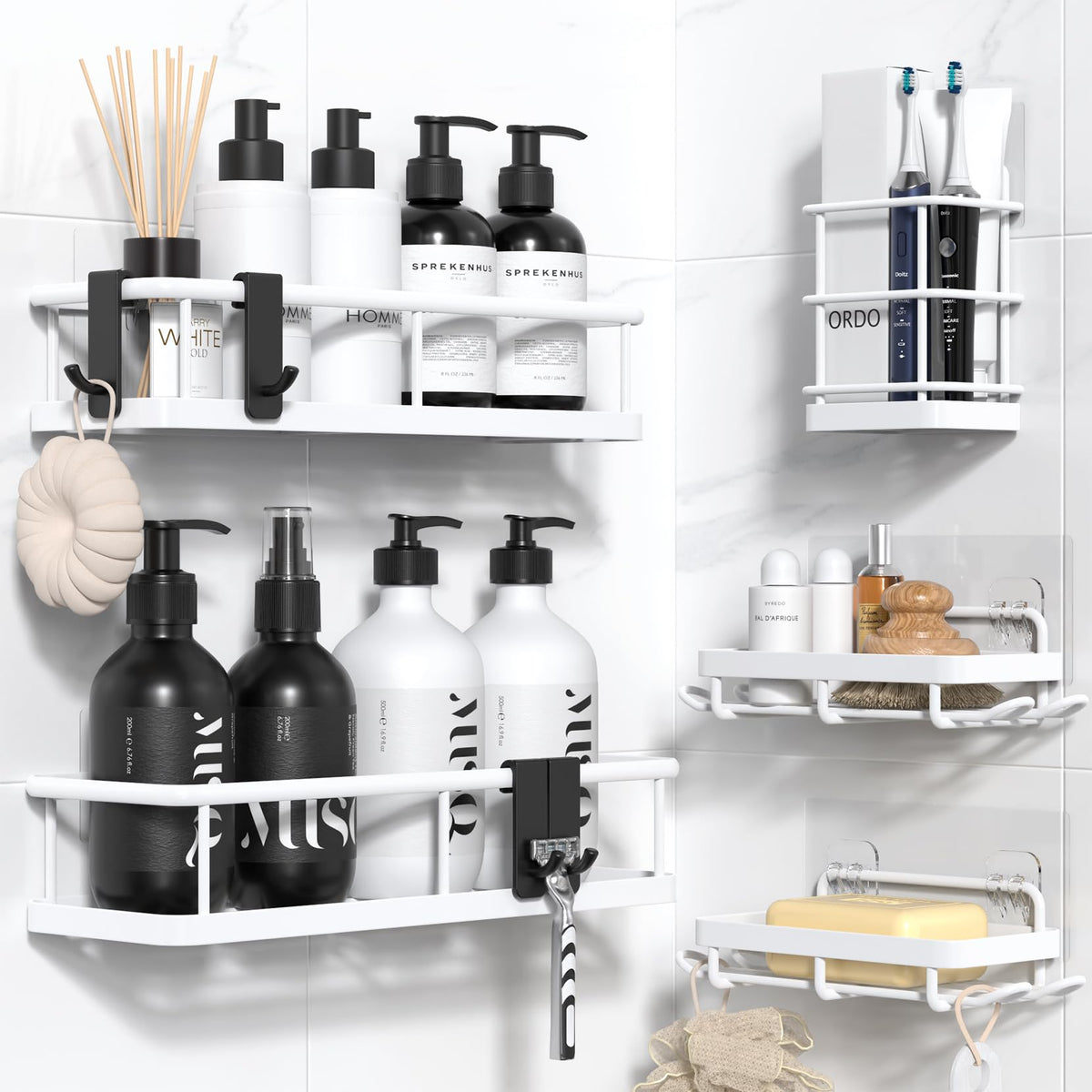 YASONIC Shower Caddy Adhesive, Rustproof Shower Organizer, Large Capacity Shower Shelves for Inside Shower, No Drilling Bathroom Organizers and Storage for Home Decor （2 Pack Bronze）