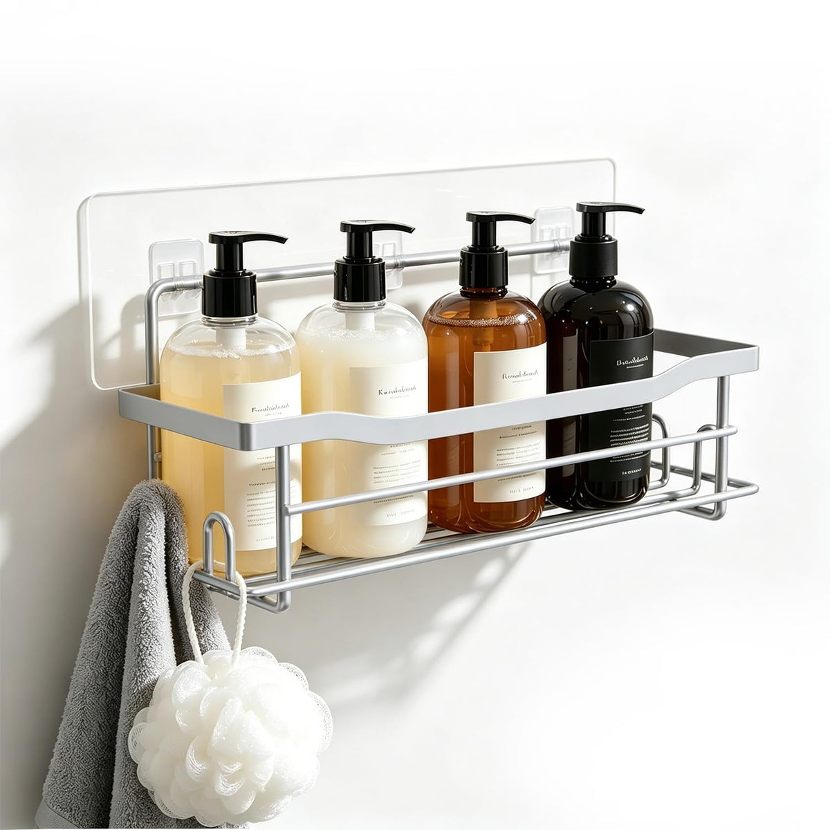 Shower Caddy Shelves Organizer Rack, Single Pack Shower Caddy,No Drilling Wall Mounted Self Adhesive Shower Shelves for Inside Shower, Matte Black