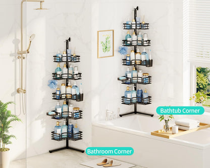 HapiRm Corner Shower Caddy Stand - 5-Tier Adjustable Shower Shelves, Black