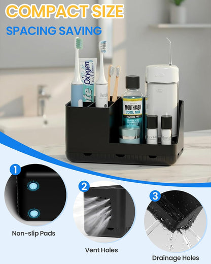 Toothbrush Holder Bathroom Counter Organizer & Storage Detachable