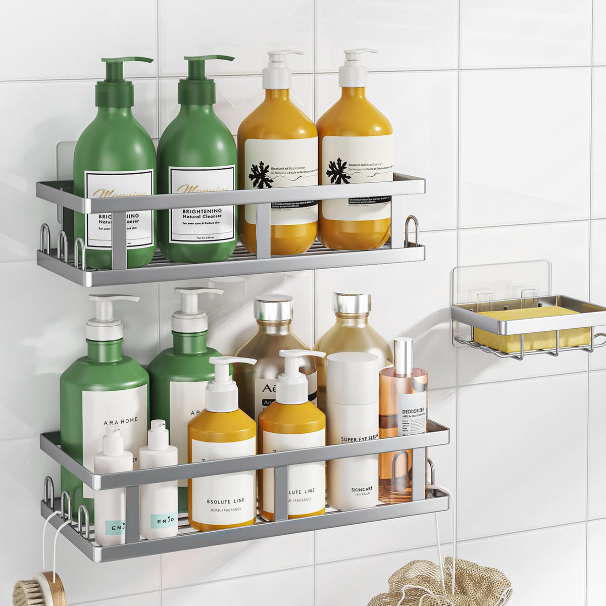 Youvip Adhesive Shower Caddy, Black, 3 Pack