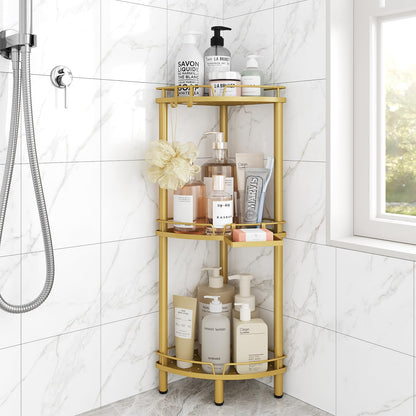 ELYKEN Corner Shower Caddy Standing, 3 Tier Metal Shower Organizer, Black