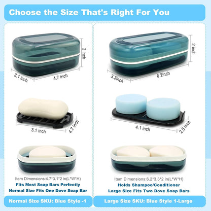 Travel Soap Container, Bar Soap Holder, Portable Soap Case, Soap Dish with Lid for Traveling, Camping, Gym, Bathroom (Blue Style-1)