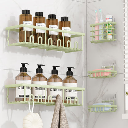8 Pack Adhesive Bathroom Holders & Dispensers for Kids & Adults, Black
