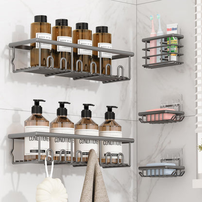 8 Pack Adhesive Bathroom Holders & Dispensers for Kids & Adults, Black