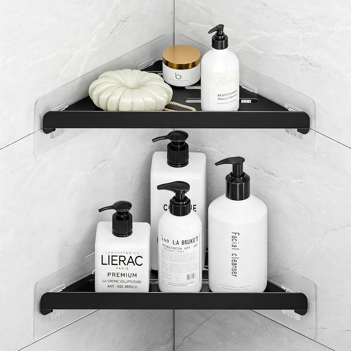 Fikoksol Shower Caddy Storage, Triangle Corner Shelf with Adhesive Hook
