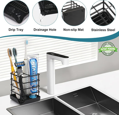 Toothbrush Holders for Bathroom,Black,Stainless Steel,Detachable, 3 Slot
