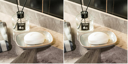 Miamolo Soap Dish Bar Cleaner Dish for Shower, Ceramic Soap Dishes for Large Soap Bar Shampoo or Sponge, Shower Soap Dish Soap Saver Tray for Bathroom Kitchen Sink, Easy to Clean