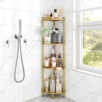 ELYKEN Corner Shower Caddy Standing, 3 Tier Metal Shower Organizer, Black