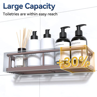 YASONIC Shower Caddy Adhesive, Rustproof Shower Organizer, Large Capacity Shower Shelves for Inside Shower, No Drilling Bathroom Organizers and Storage for Home Decor （2 Pack Bronze）