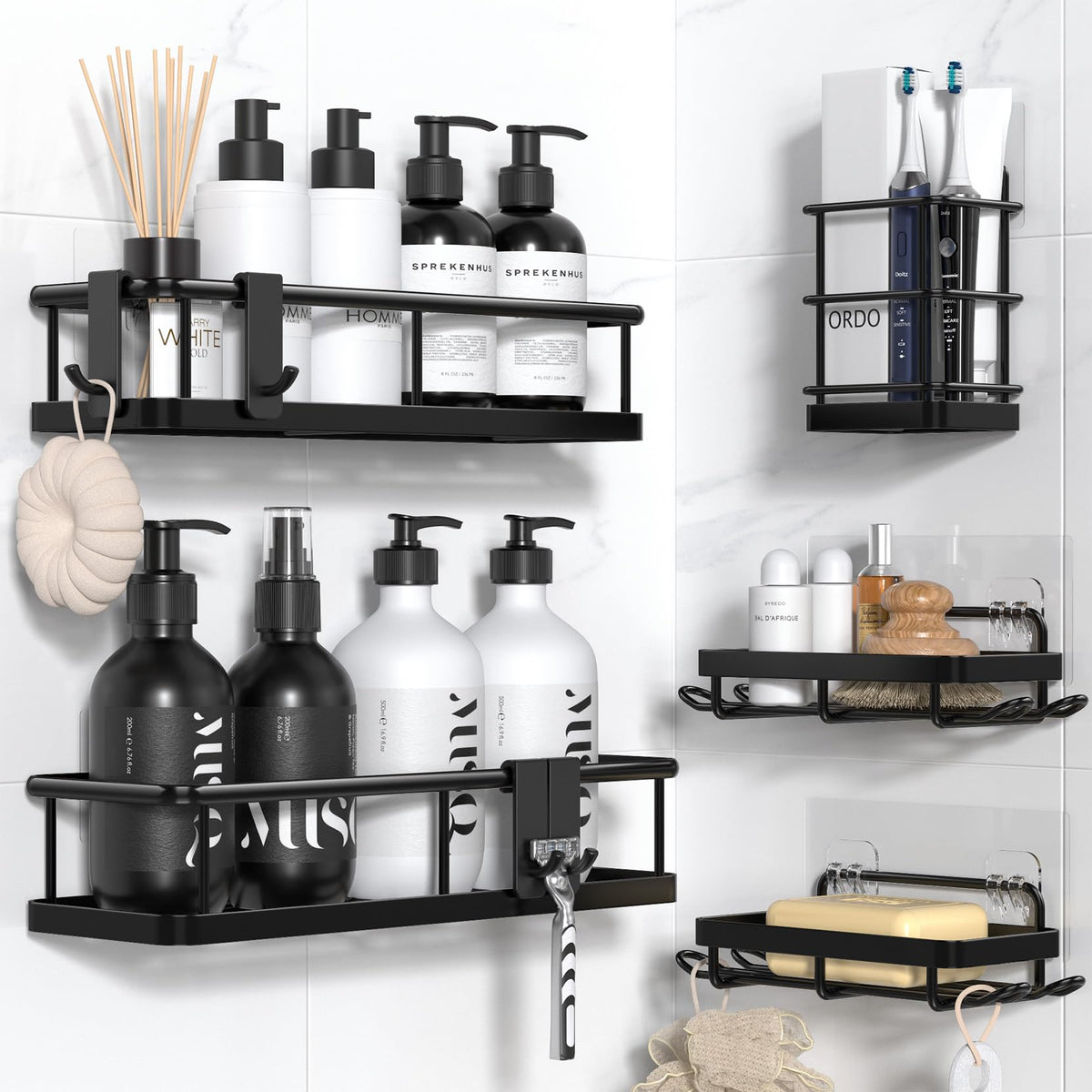 YASONIC Shower Caddy Adhesive, Rustproof Shower Organizer, Large Capacity Shower Shelves for Inside Shower, No Drilling Bathroom Organizers and Storage for Home Decor （2 Pack Bronze）