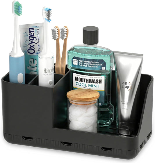 Toothbrush Holder Bathroom Counter Organizer & Storage Detachable