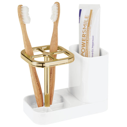 iDesign Toothbrush Holder, White/Gold