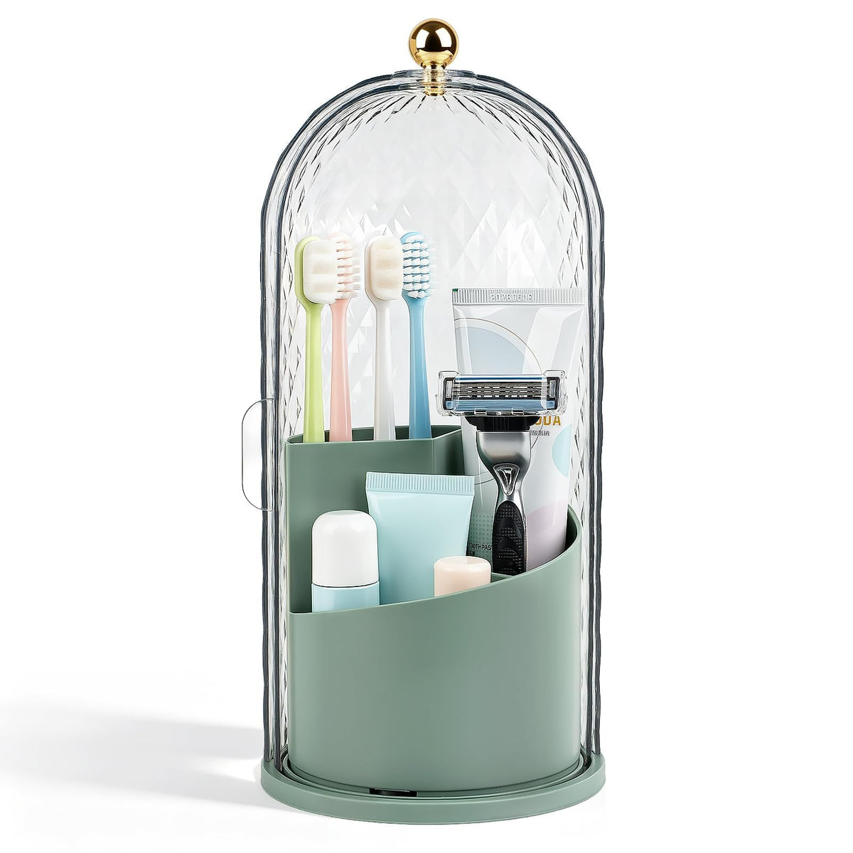Toothbrush Holder with Cover for Bathroom Countertop, Organizer, Black
