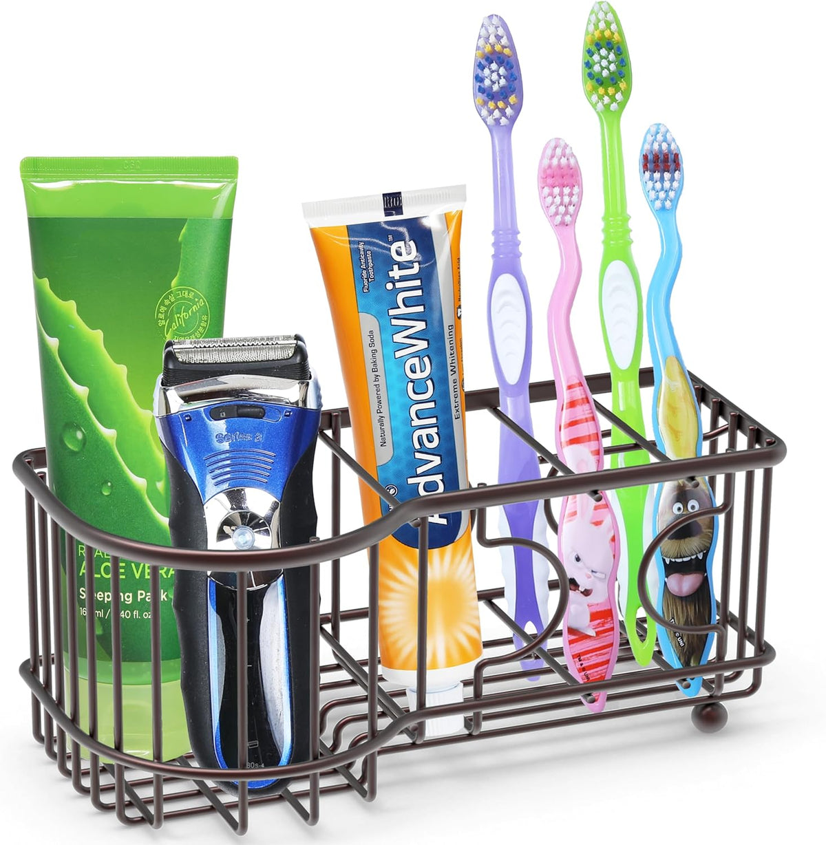 Simple Houseware Multi-Functional 6 Slots Toothbrush Holder, Bronze