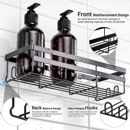 WOWBOX 2 Pack Adhesive Shower Caddies, No Drill Bathroom Shelves, Large