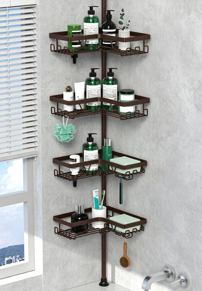 DAOYA Corner Shower Caddy Tension Pole 4 Tier Shower Caddy Organizer Black