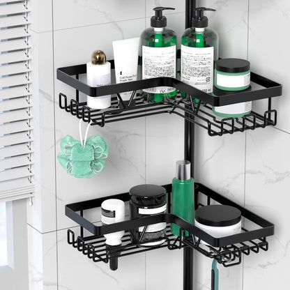 DAOYA Corner Shower Caddy Tension Pole 4 Tier Shower Caddy Organizer Black