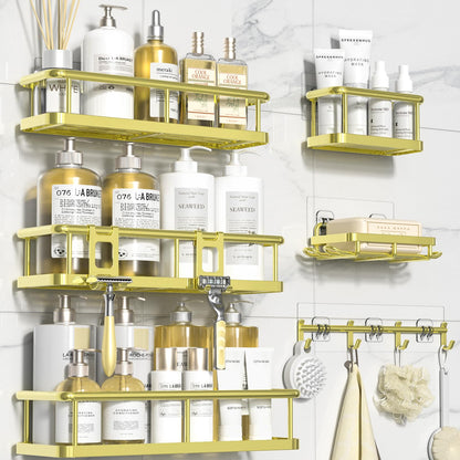 YASONIC Shower Caddy Adhesive, Rustproof Shower Shelves for Inside Shower
