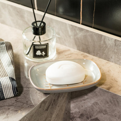 Miamolo Soap Dish Bar Cleaner Dish for Shower, Ceramic Soap Dishes for Large Soap Bar Shampoo or Sponge, Shower Soap Dish Soap Saver Tray for Bathroom Kitchen Sink, Easy to Clean