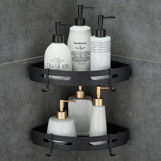 Adhesive Corner Shelf Bathroom Shower Caddy Organizer for Kitchen Toilet No Drilling 2-Tier Bathroom Corner Shelves Shower Caddies